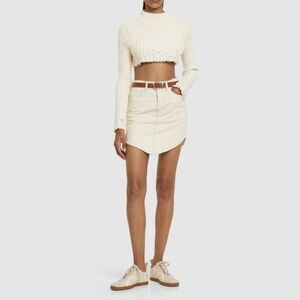 TRIARCHY MS HART PETAL HEM WHITE DENIM SKIRT